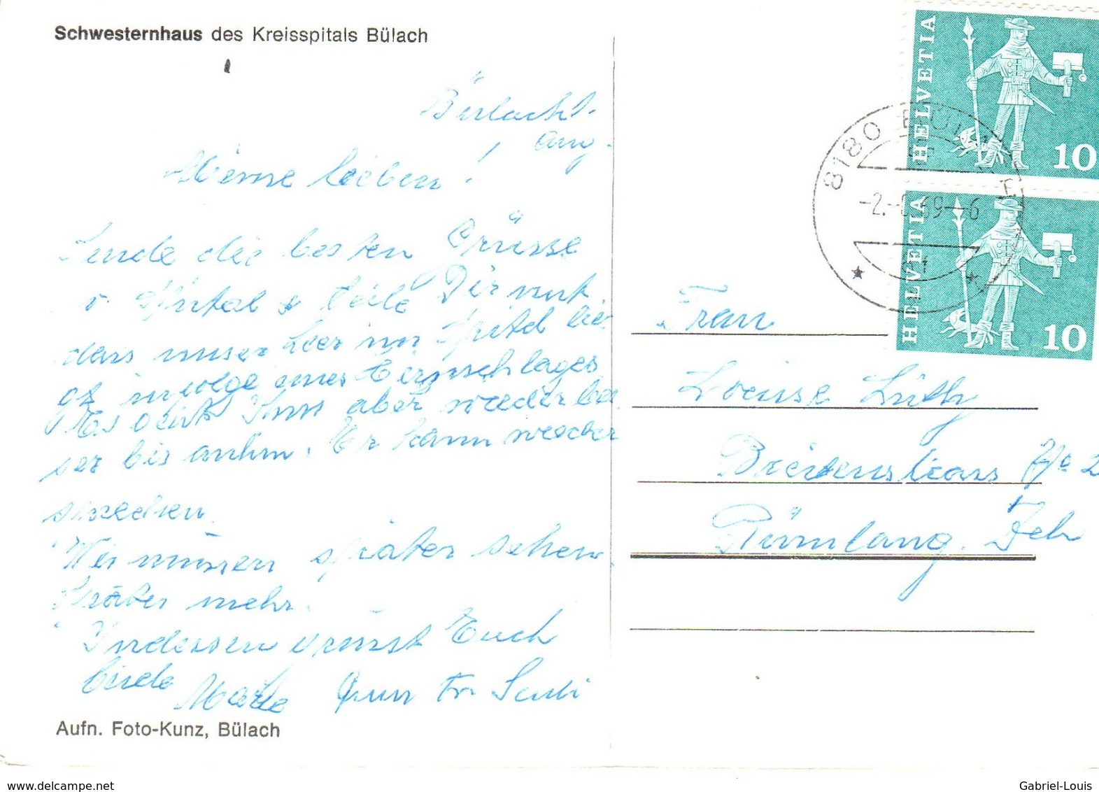 Schwesternhaus Des Kreisspitals Bülach (carte Grand Format 10X15 Cm) - Bülach