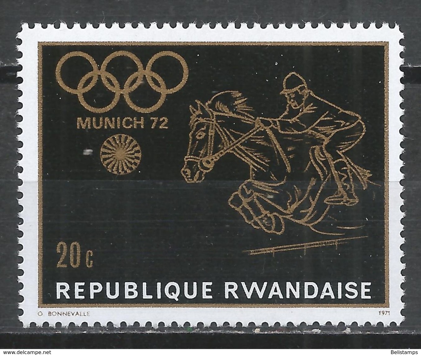Rwanda 1971. Scott #414 (MNH) Olympic Games, Munich, Equestrian - Neufs