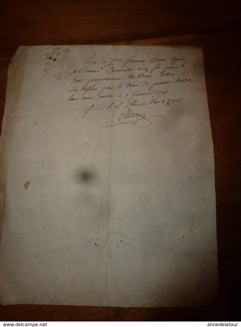 1792 Document Manuscrit Avec Cachets ...non Déchiffré - Manuscrits