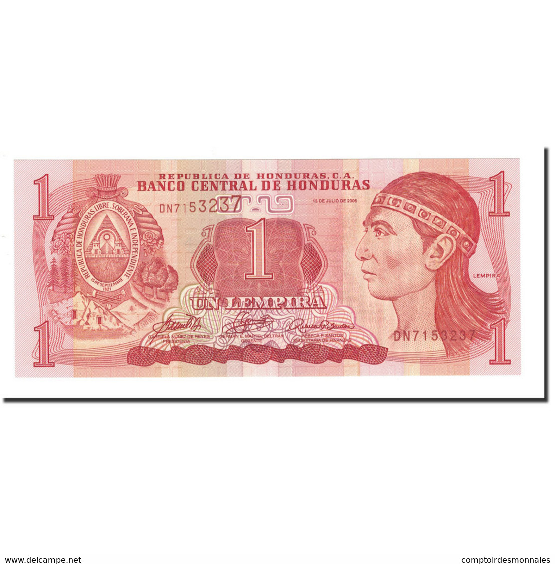 Billet, Honduras, 1 Lempira, 2000-2006, 2006-07-13, KM:84e, NEUF - Honduras