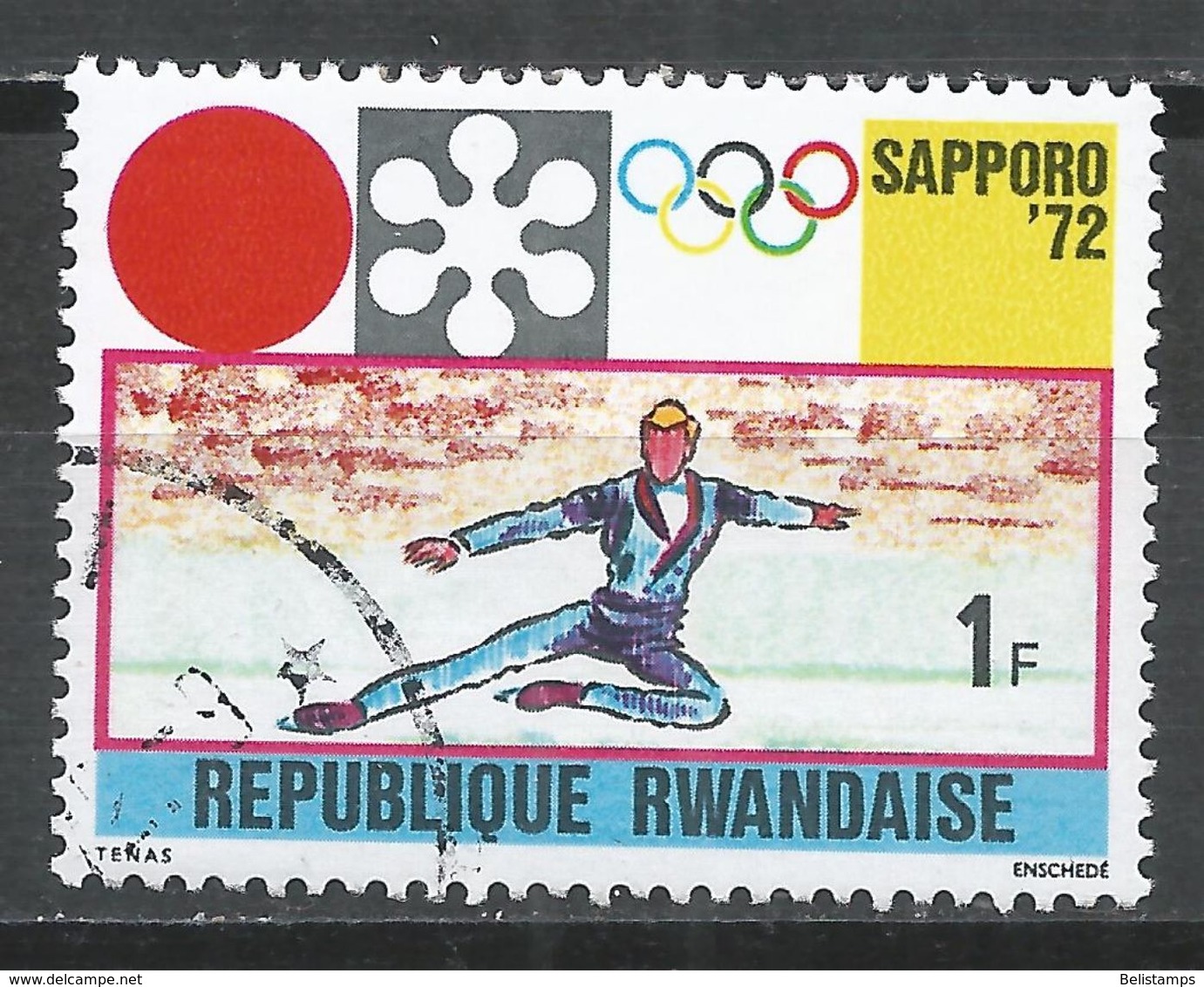 Rwanda 1971. Scott #439 (U) Winter Olympic Games, Sapporo, Figure Skating - Oblitérés