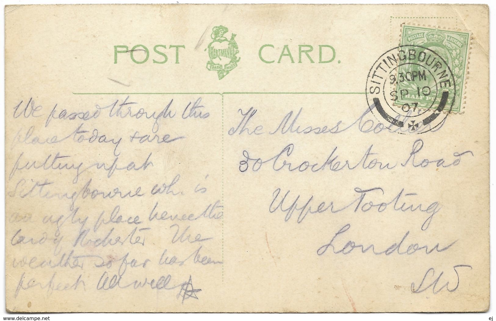 Rochester Cathedral - Postmark 1907 - Hartmann - Rochester