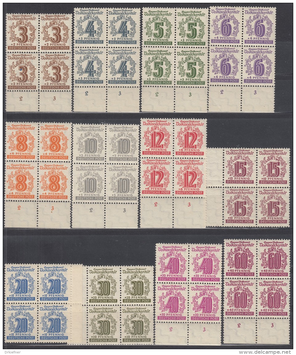 SBZ  West-Sachsen 138-149 Y, Postfrisch **, 4erBlock, Mit Rand, Mit PF, Volkssolidarität 1946 - Sonstige & Ohne Zuordnung