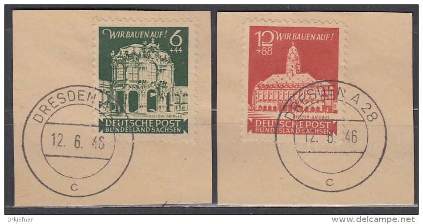 SBZ Ost-Sachsen 64-65 A A, Gestempelt Auf Briefstück, Wiederaufbau 1946 - Sonstige & Ohne Zuordnung