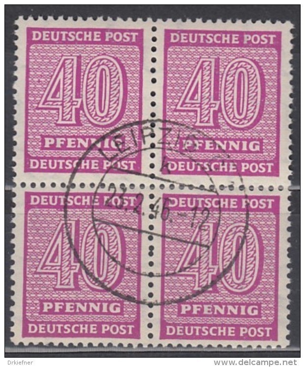 SBZ West-Sachsen 136 Y W A, 4erBlock, Mit PF 136 II, Gestempelt, Ziffern 1945 - Sonstige & Ohne Zuordnung