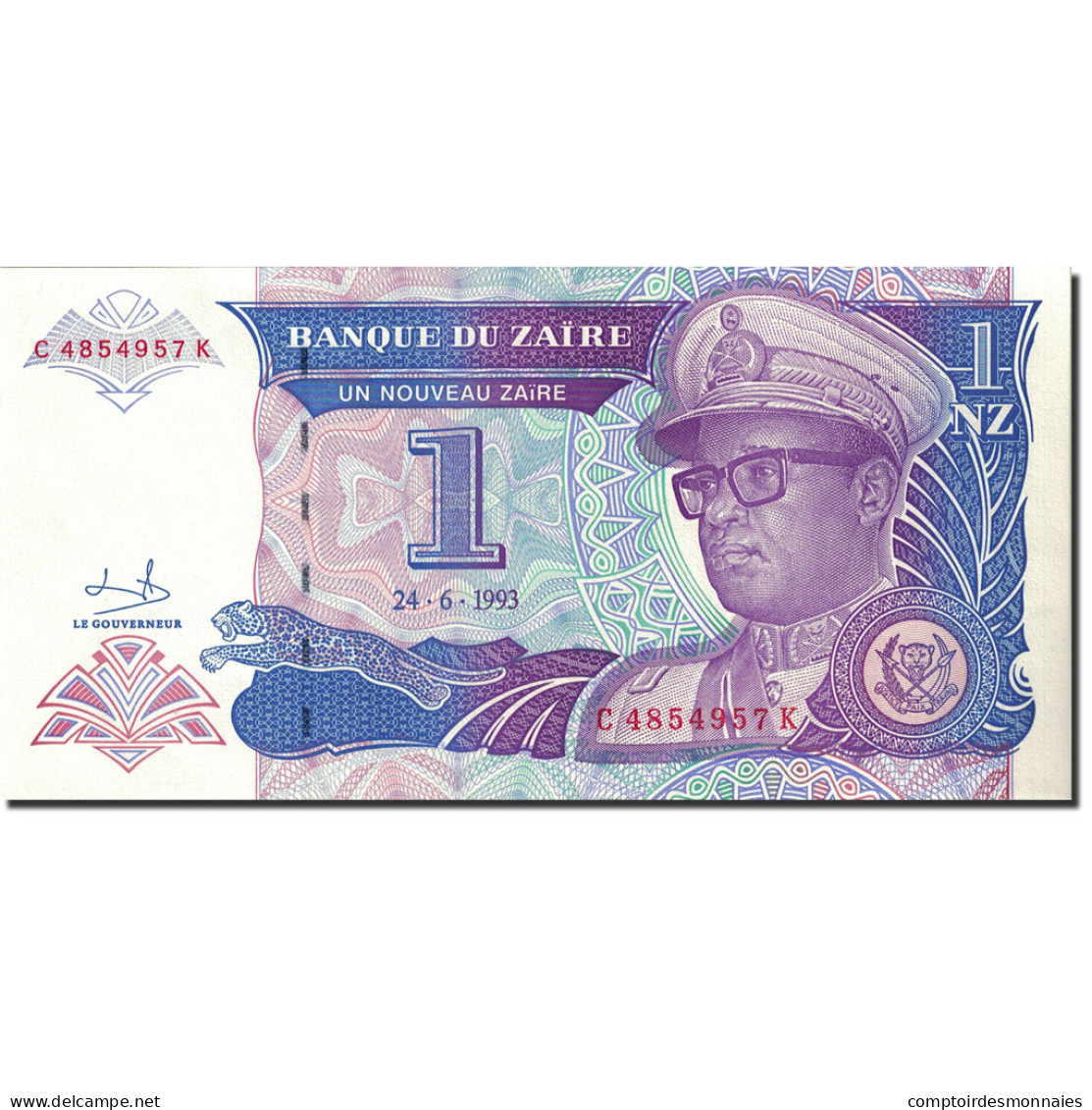 Billet, Zaïre, 1 Nouveau Zaïre, 1993, 1993-06-24, KM:52a, SPL - Zaïre