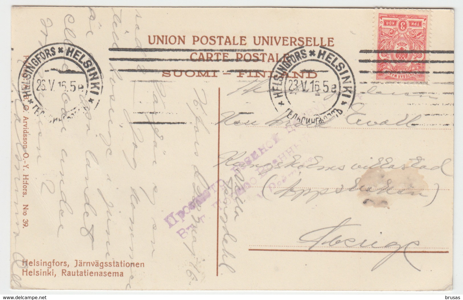 Finland - Postcard With Russian Censor Cancellation, Sent From Helsinki To Stockholm 1915, Ref 02-20 - Lettres & Documents