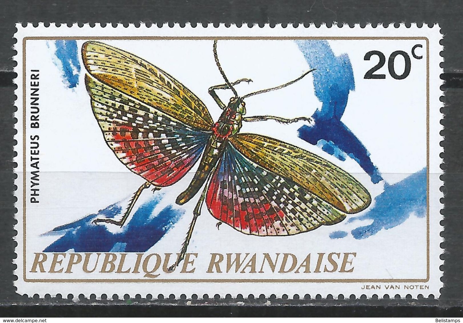 Rwanda 1973. Scott #495 (MNH) Insect, Phymateus Brunneri - Neufs