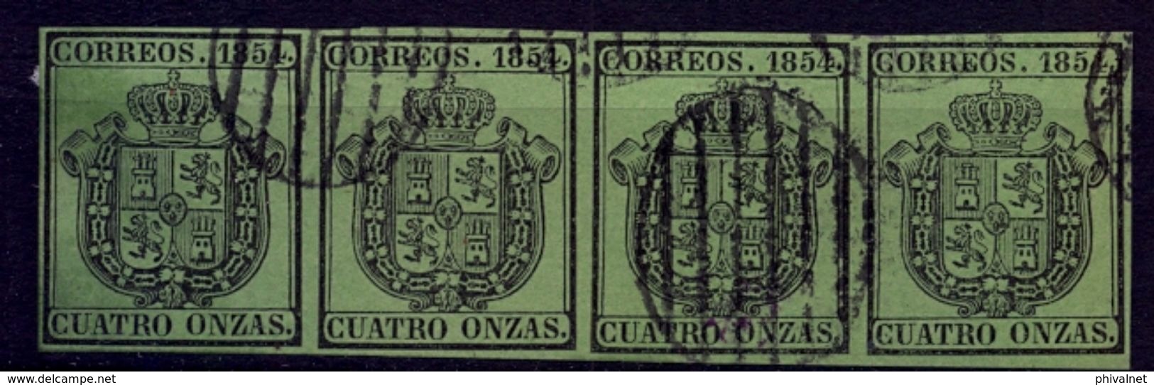 1854 , ESCUDO DE ESPAÑA , SERVICIO OFICIAL , ED. 30 , CANCELADO , TIRA HOR.  DE 4 - Nuevos