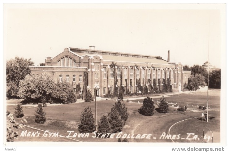 Ames Iowa, Iowa State College, Men's Gymnasium, C1940s Vintage Real Photo Postcard - Ames