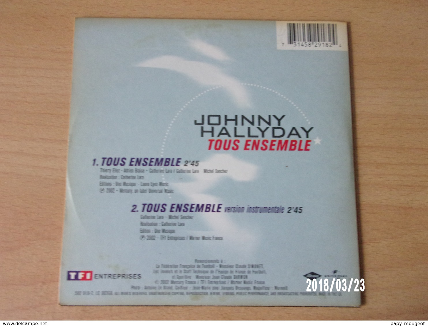 CD 2 Titres - Johnny Hallyday - Tous Ensemble - Rock