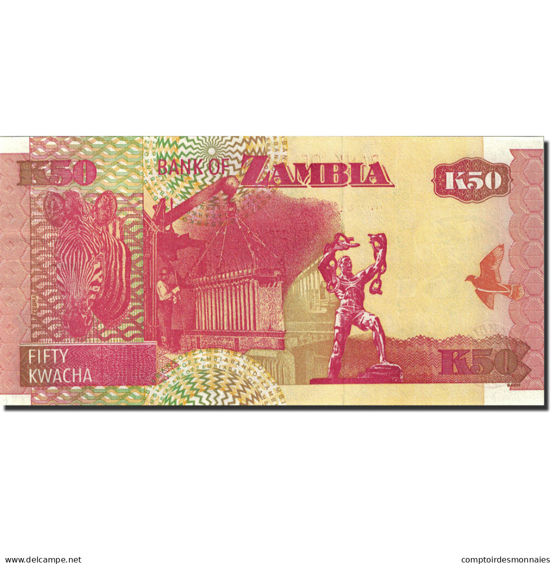 Billet, Zambie, 50 Kwacha, 1992-1996, 2007, KM:37f, NEUF - Zambia