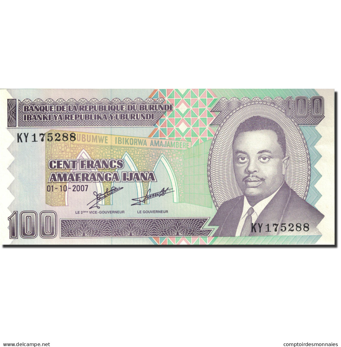 Billet, Burundi, 100 Francs, 1993-1997, 2007-10-01, KM:37f, NEUF - Burundi