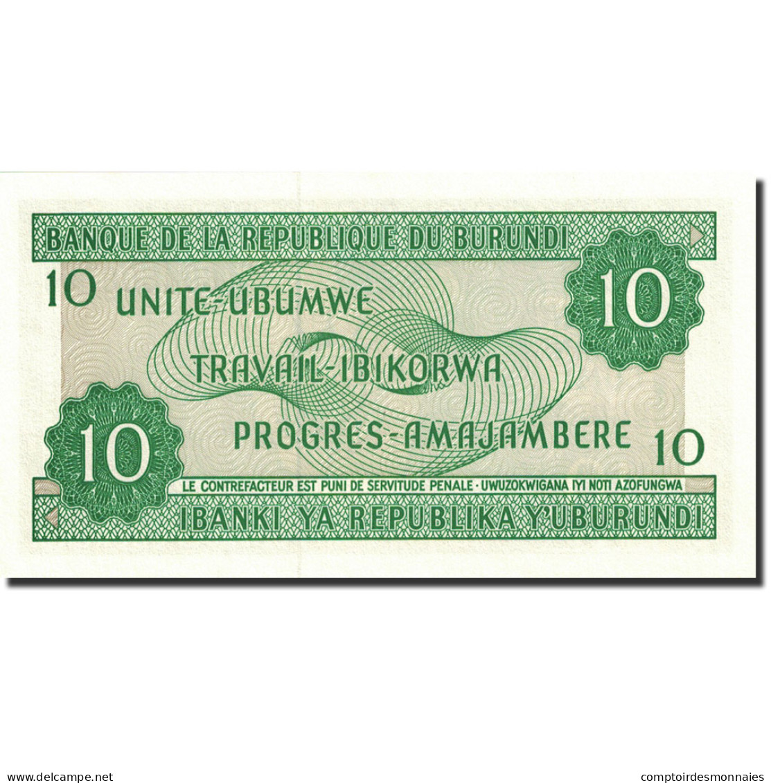 Billet, Burundi, 10 Francs, 1979-1981, 2007-11-01, KM:33e, NEUF - Burundi