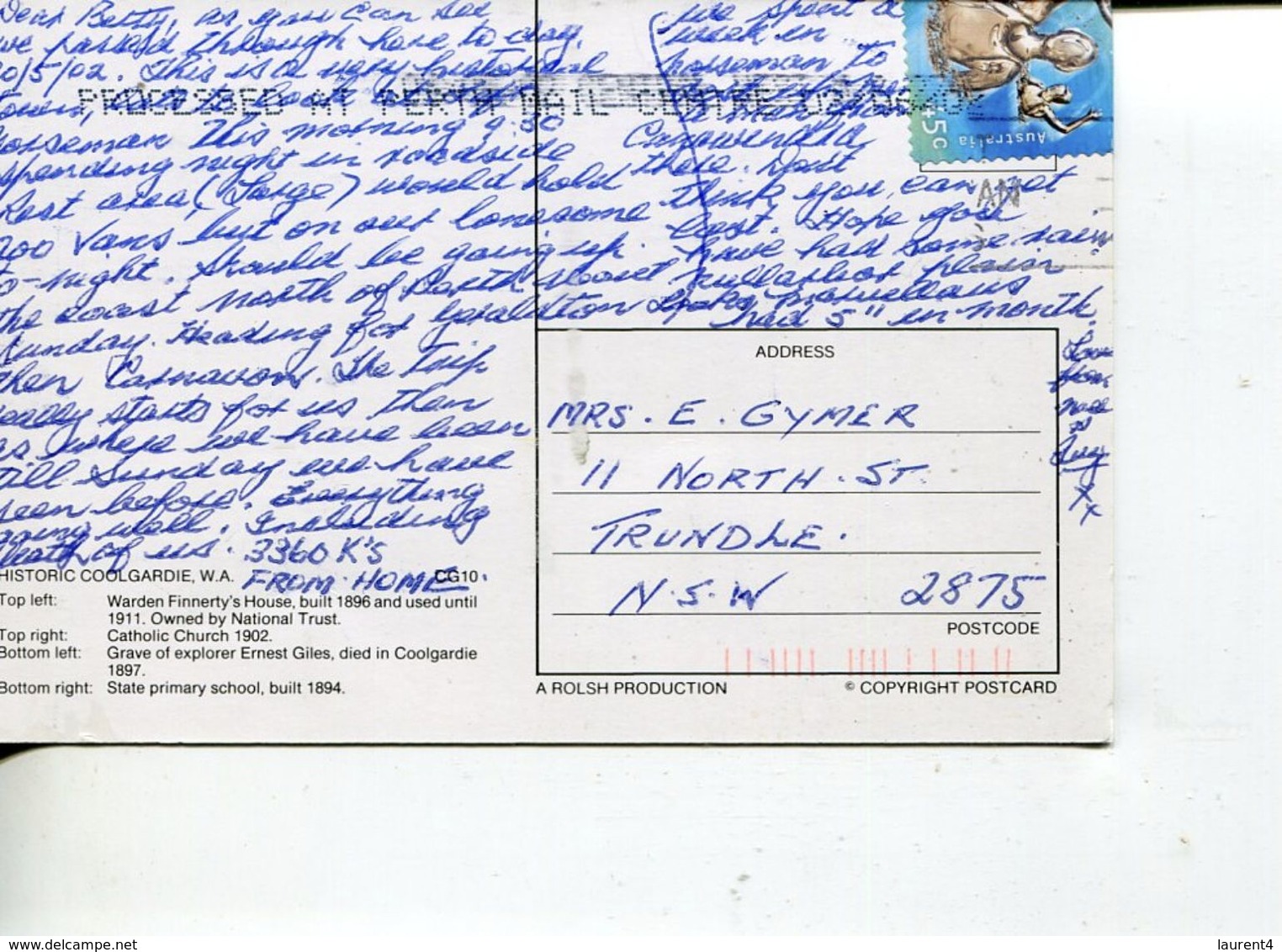 (361) Australia - (with Stamp And No Postmark)  - WA - Coolgardie - Kalgoorlie / Coolgardie