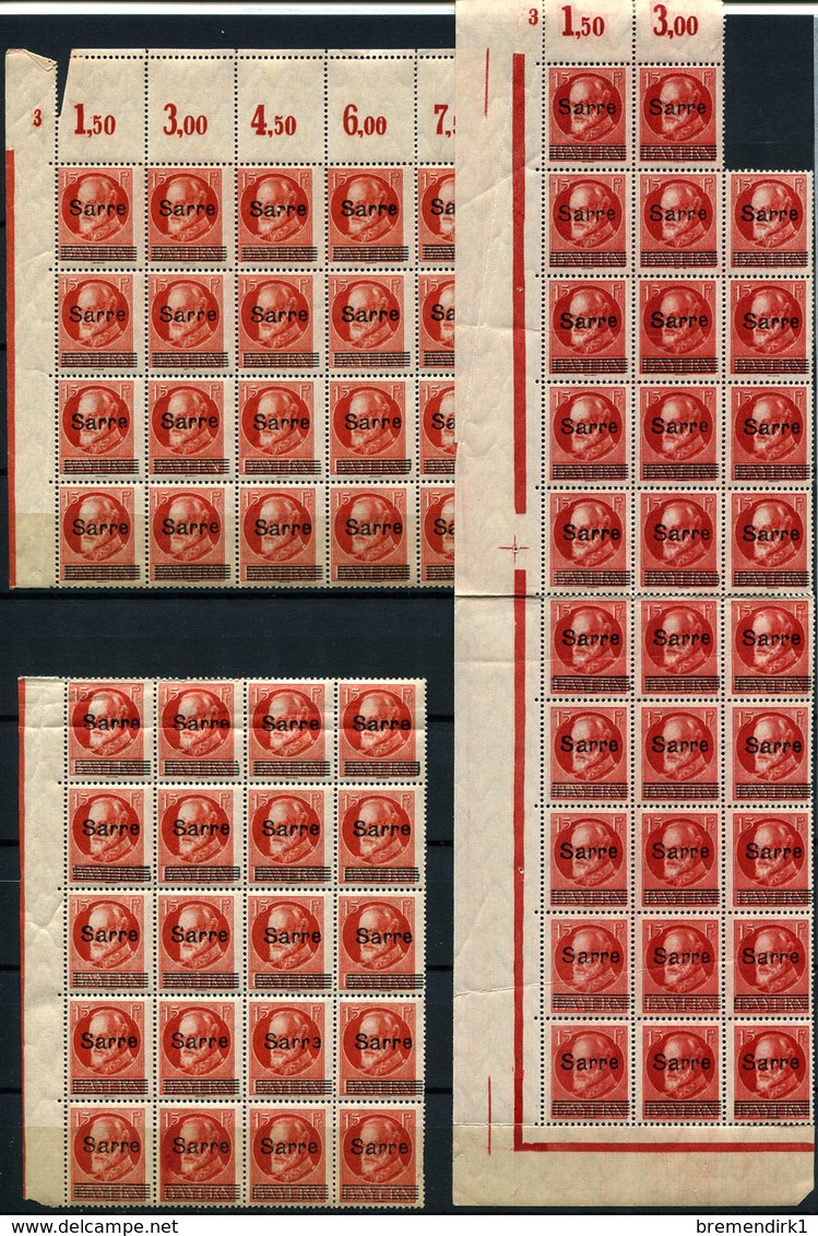 40496) SAAR - Lot Bogenteile Postfrisch Aus 1920 - Ungebraucht