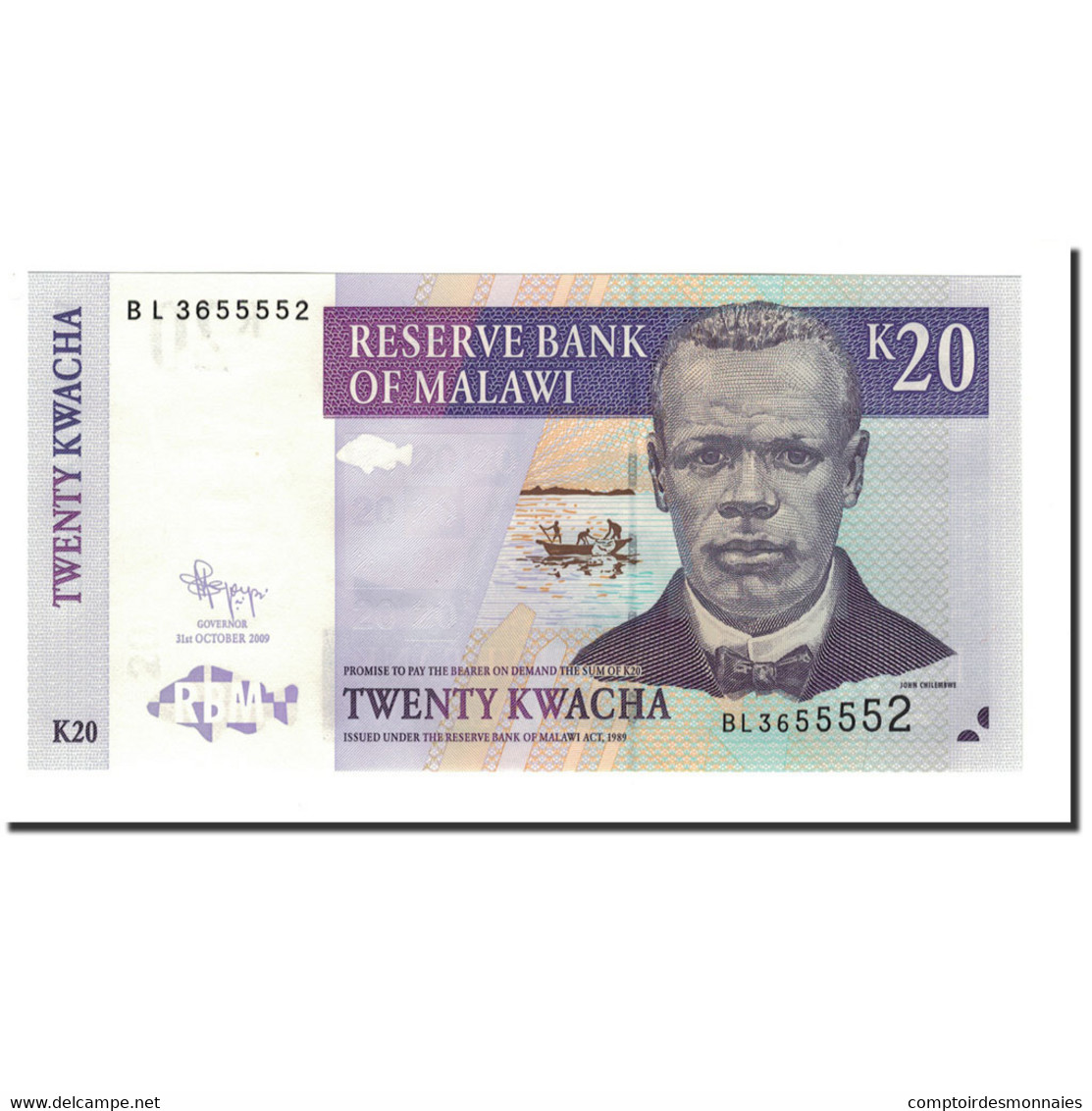 Billet, Malawi, 20 Kwacha, 2009, 2009-10-31, KM:52d, NEUF - Malawi