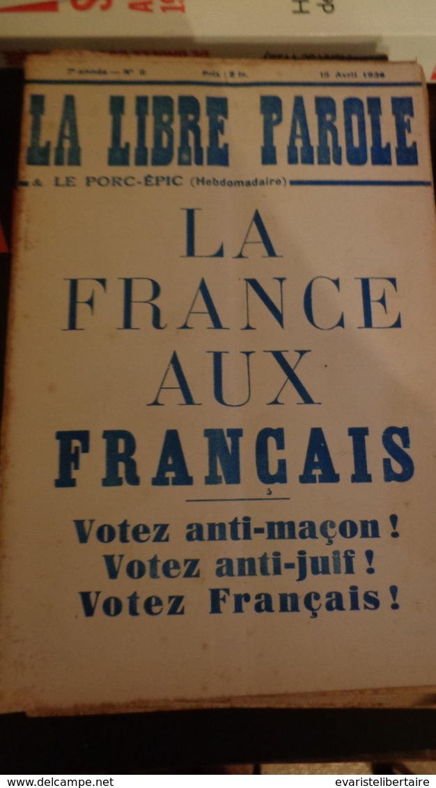 La Libre Parole ,le Porc- épic (hebdomadaire) ,7eme Année , 15avril  1936 ,n°9 - Politique