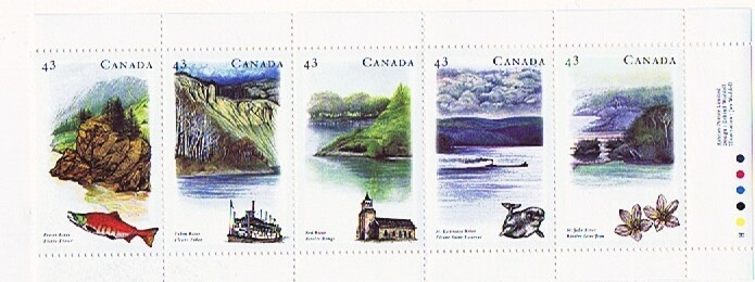 1993-4  Heritage Rivers Series 3  Strip Of 5 Different  Sc 1485-9 MNH - Unused Stamps