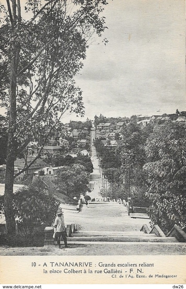 Madagascar, à Tananarive Grands Escaliers Entre Place Colbert Et Rue Gallièni - Carte F.N. N° 10 Non Circulée - Madagascar