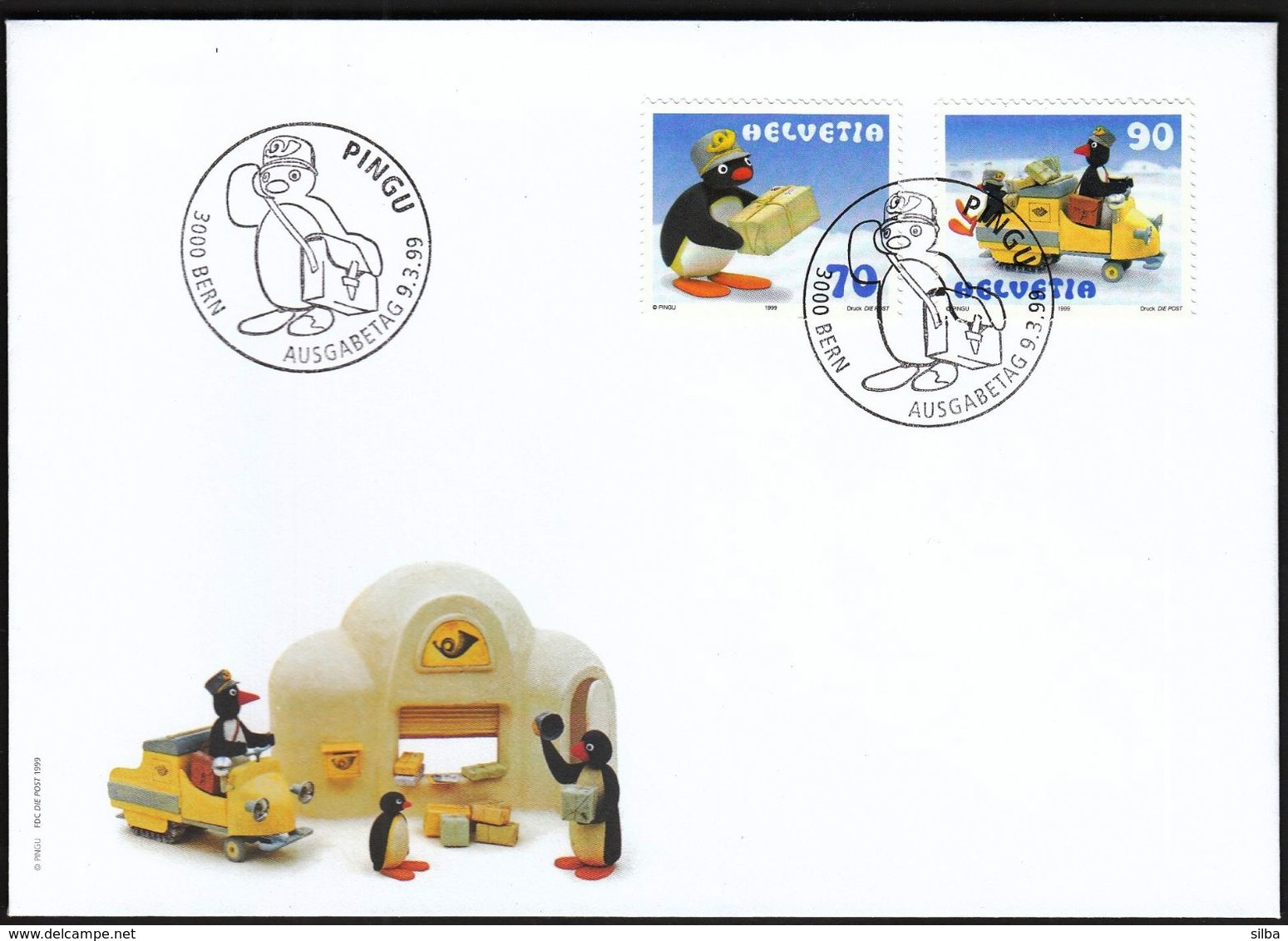 Switzerland 1999 / Pingu / Comics, Postman, Post / FDC - FDC