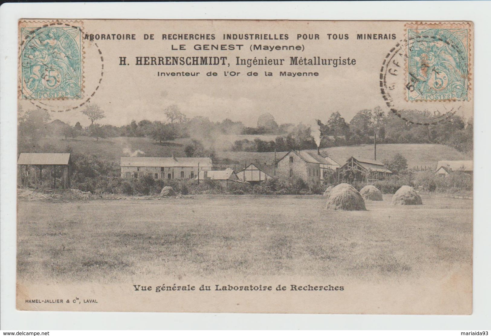 LE GENEST - MAYENNE - LABORATOIRE DE RECHERCHES INDUSTRIELLES POUR TOUS MINERAIS - INVENTEUR DE L'OR - Le Genest Saint Isle