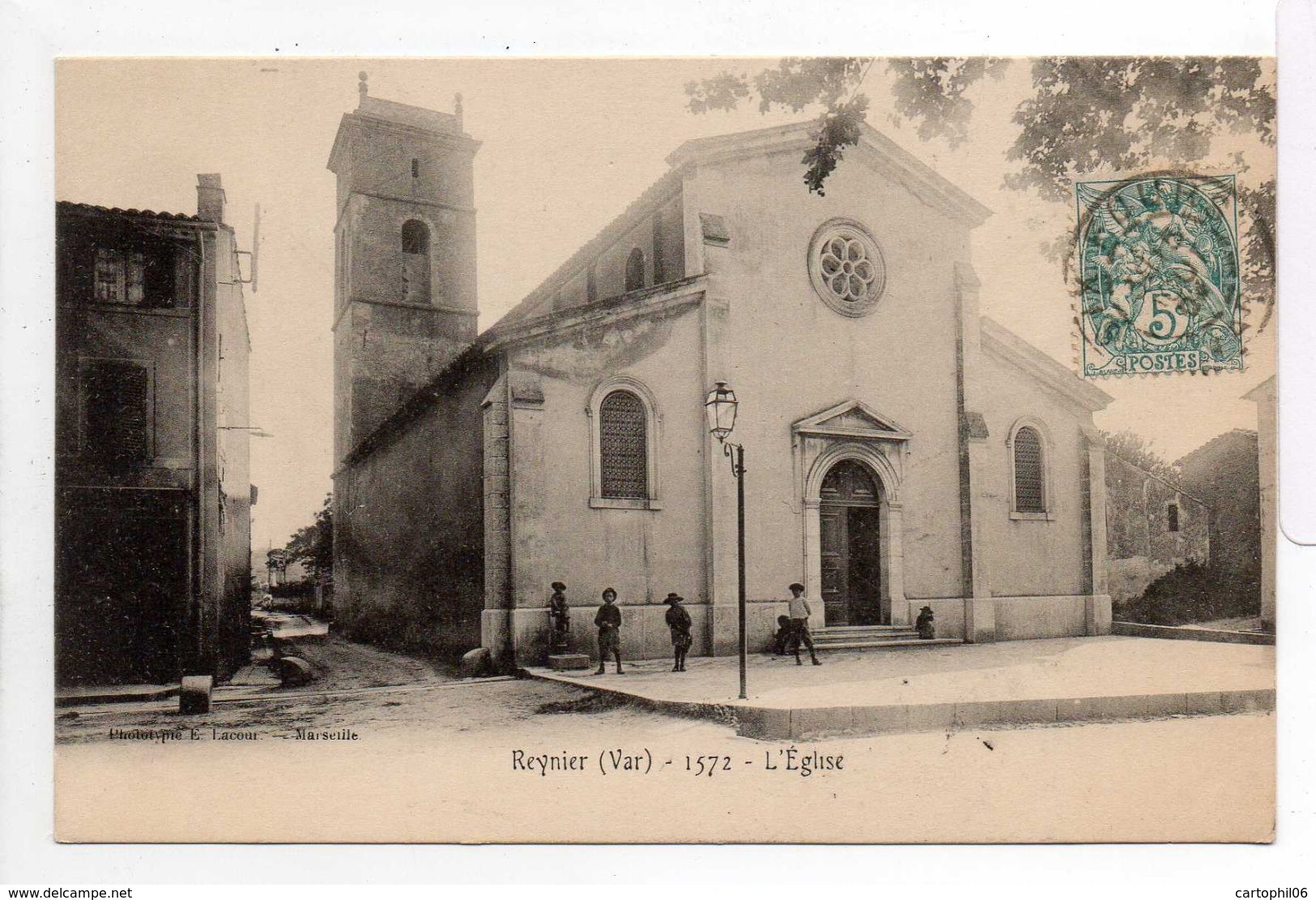 - CPA REYNIER (Six-Fours / 83) - L'Eglise 1904 (avec Personnages) - Photo E. Lacour 1572 - - Six-Fours-les-Plages