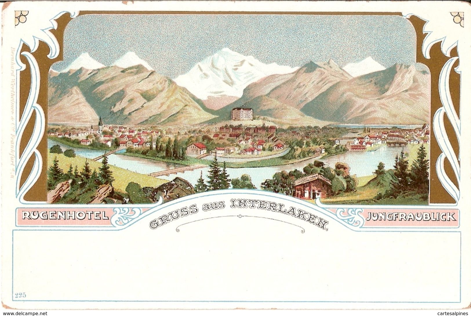 (Suisse) Gruss Aus Interlaken. Rugenhotel. Carte Lithographiée, Vers 1900 - Interlaken