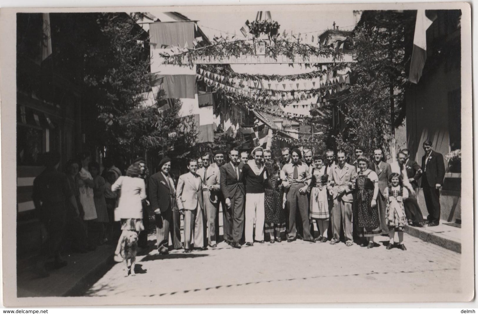 Carte Photo 68 Fêtes Libération Aout 1946 MASEVAUX Rue Pavoisée - Masevaux