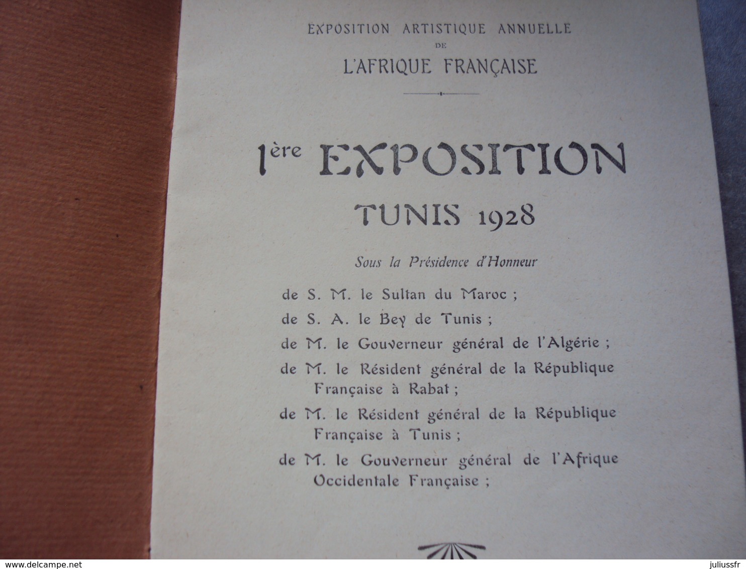 1° Exposition Artistique Annuelle L'Afrique Française TUNIS 1928 - Programmes