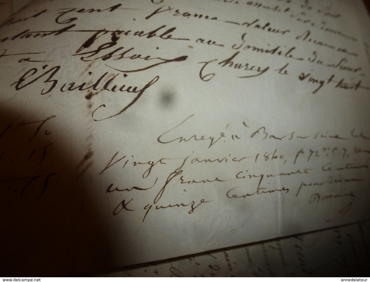 1840 Liasse de Manuscrits notariés avec cachets (sec ,mouillés) concerne Baillieux,Regnault à Mussy-su- Seine, etc