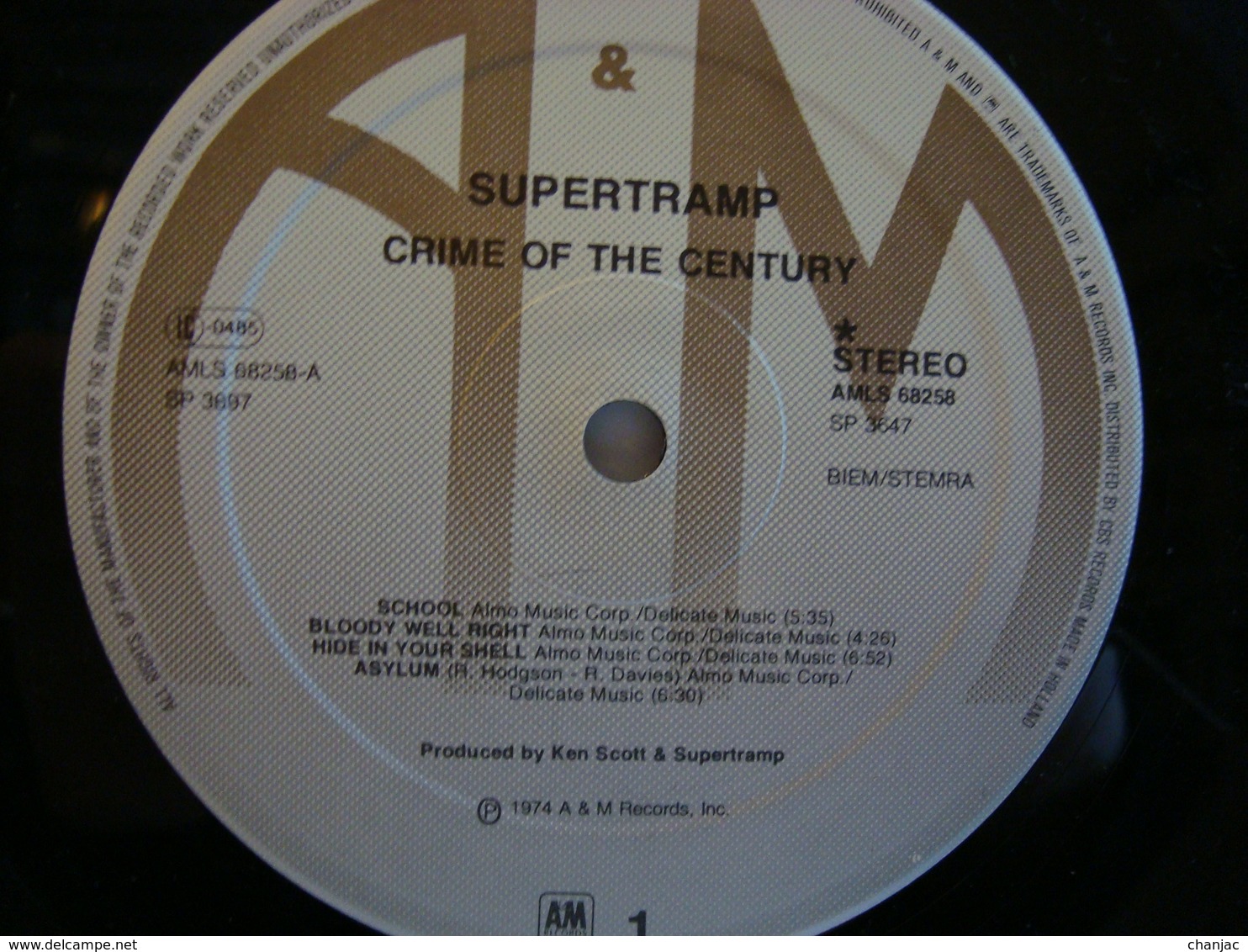 33 Tours: SUPERTRAMP - CRIME OF THE CENTURY - AMLS 68258 (1974) - Rock