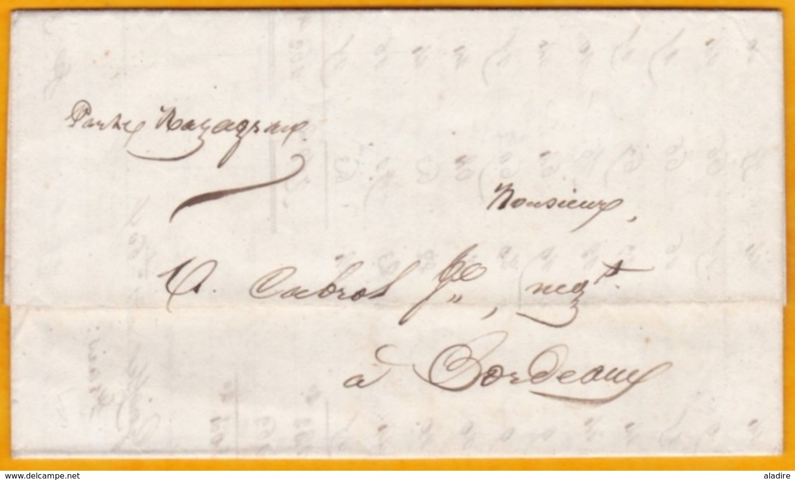 1844 - Lettre Avec Corresp. Et Facture De Cayenne, Guyane Française Vers Bordeaux Par Navire Mazagran - Lettres & Documents