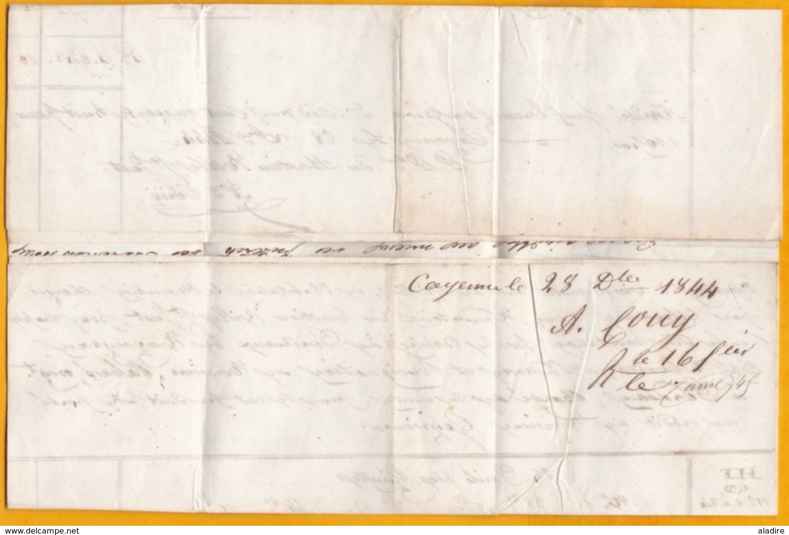 1844 - Lettre Avec Corresp. Et Facture De Cayenne, Guyane Française Vers Bordeaux Par Navire Mazagran - Lettres & Documents