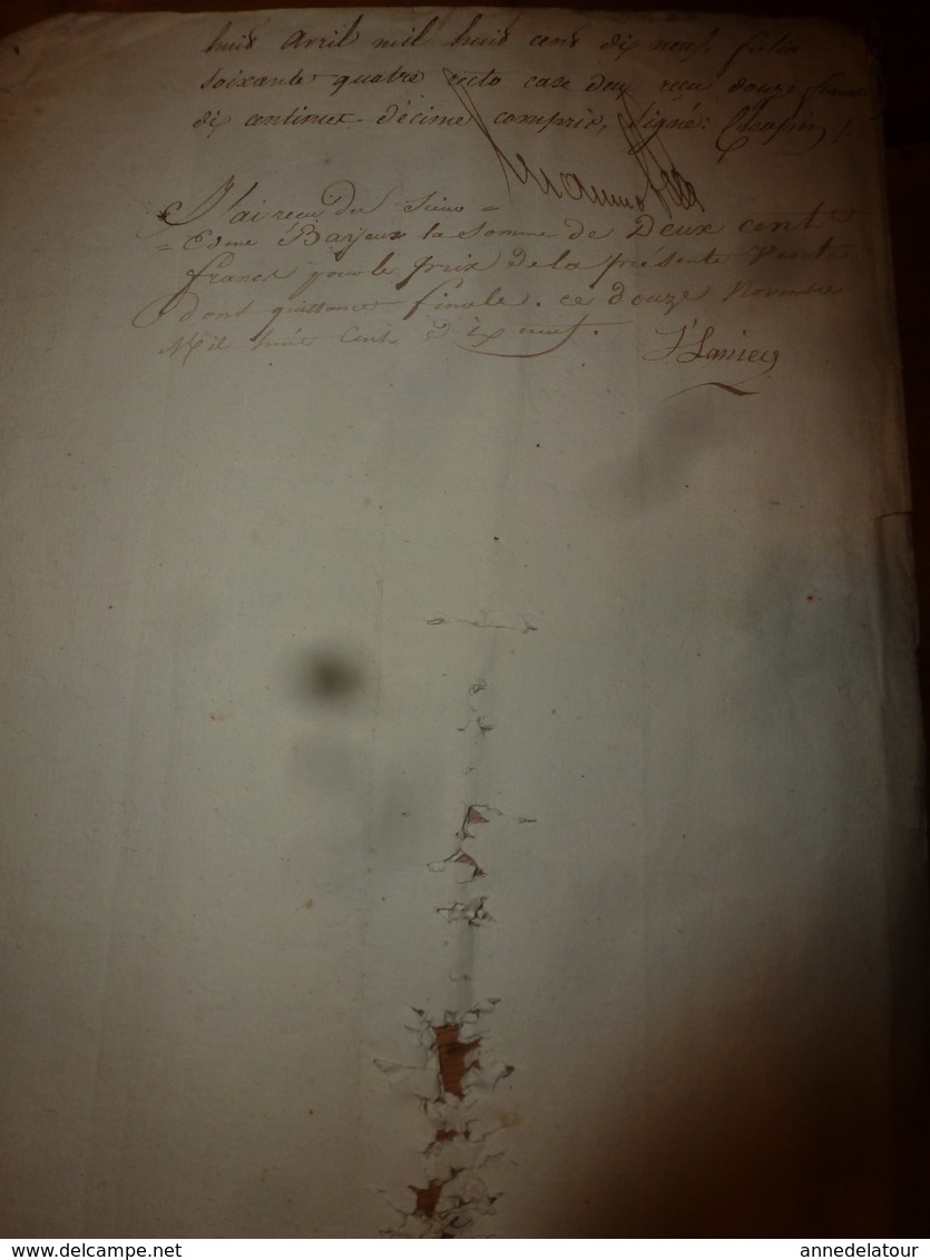 1819 Manuscrits notariés avec cachets concerne Jean Lanieu laboureur à Charrey