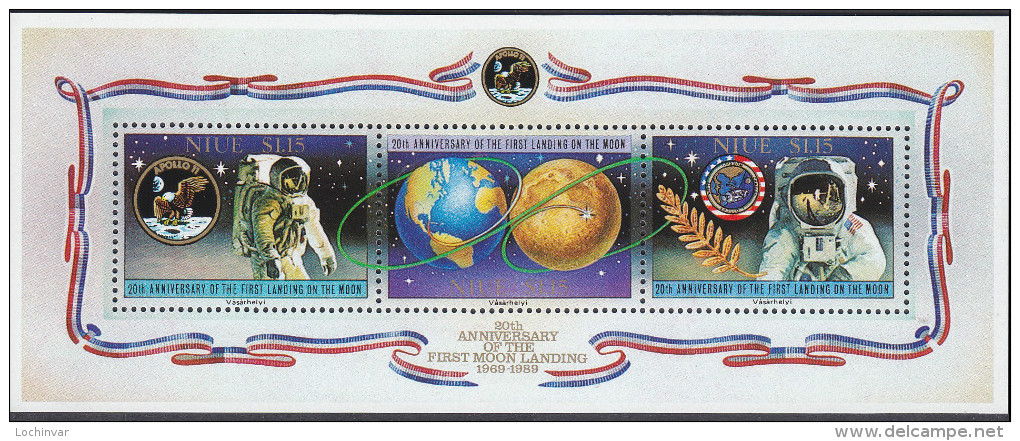 NIUE, 1989 MOONLANDING ANNIV MINISHEET MNH - Niue