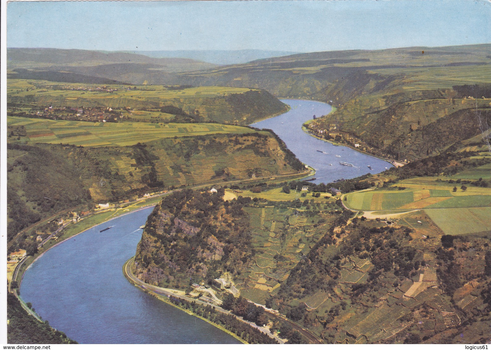 RIN RIVER WITH LORELEI VOLCANIC ROCK,132 METERS HIGHT, GERMANY. - Rhein-Hunsrueck-Kreis