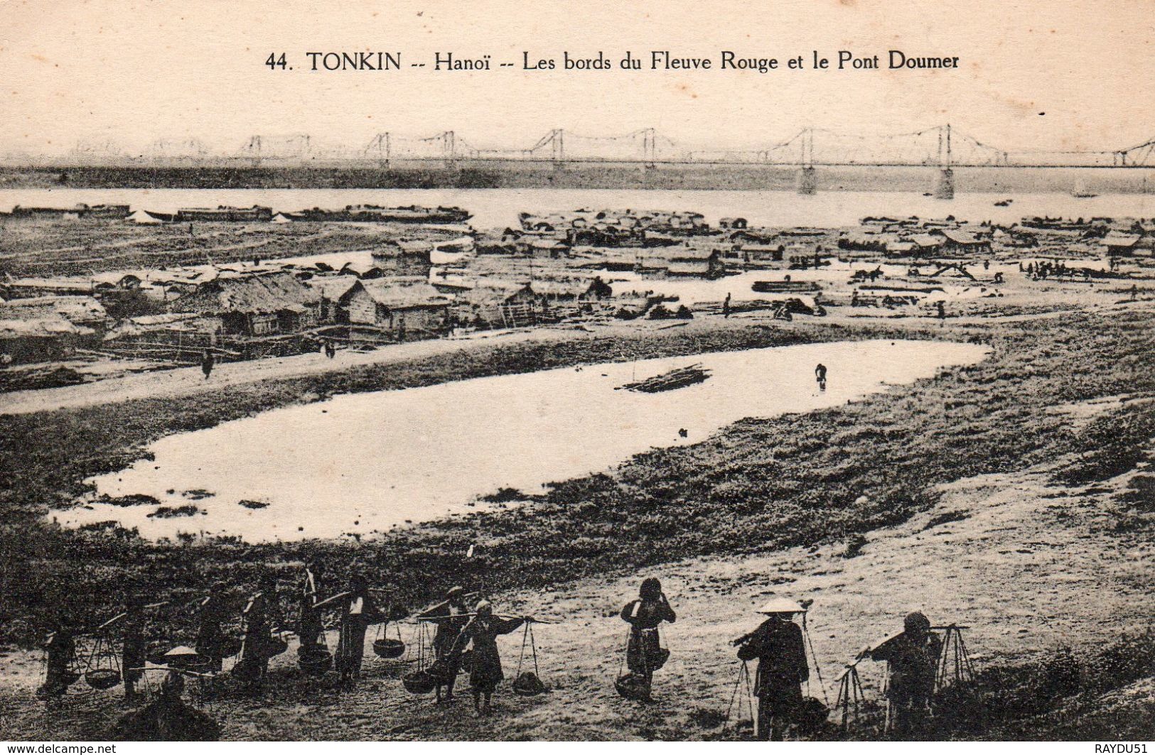 HANOI  ( Tonkin )  Les Bords Du Fleuve Rouge Et Le Pont Doumer - Viêt-Nam