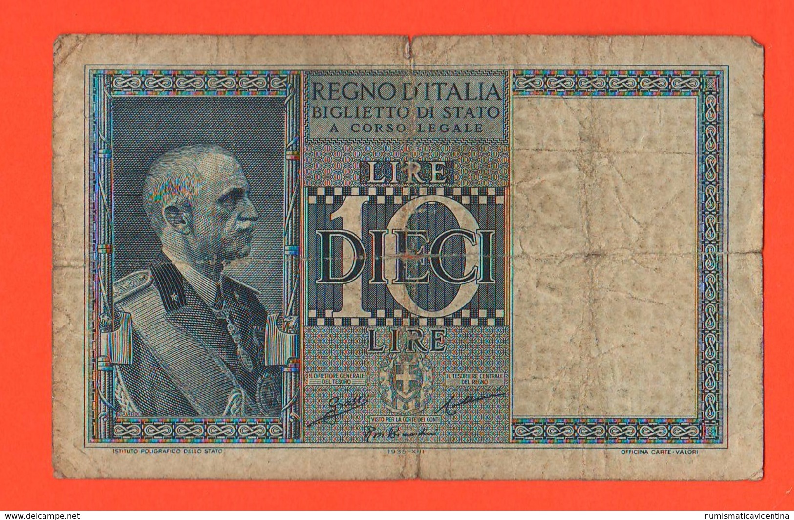 10 Lire 18/6/1935 Imperiale Regno Italia Grassi Cavallari  Rosi Bernardini - Italia – 10 Lire