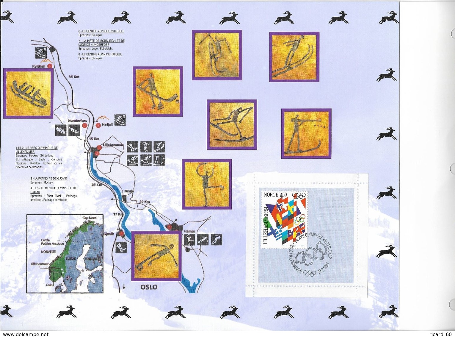 Doc Fdc+ Gravure 12/2/94,  N°bf Norvège  Jeux Olympiques De Lillehammer, Philippe Candeloro, Patinage - Invierno 1994: Lillehammer