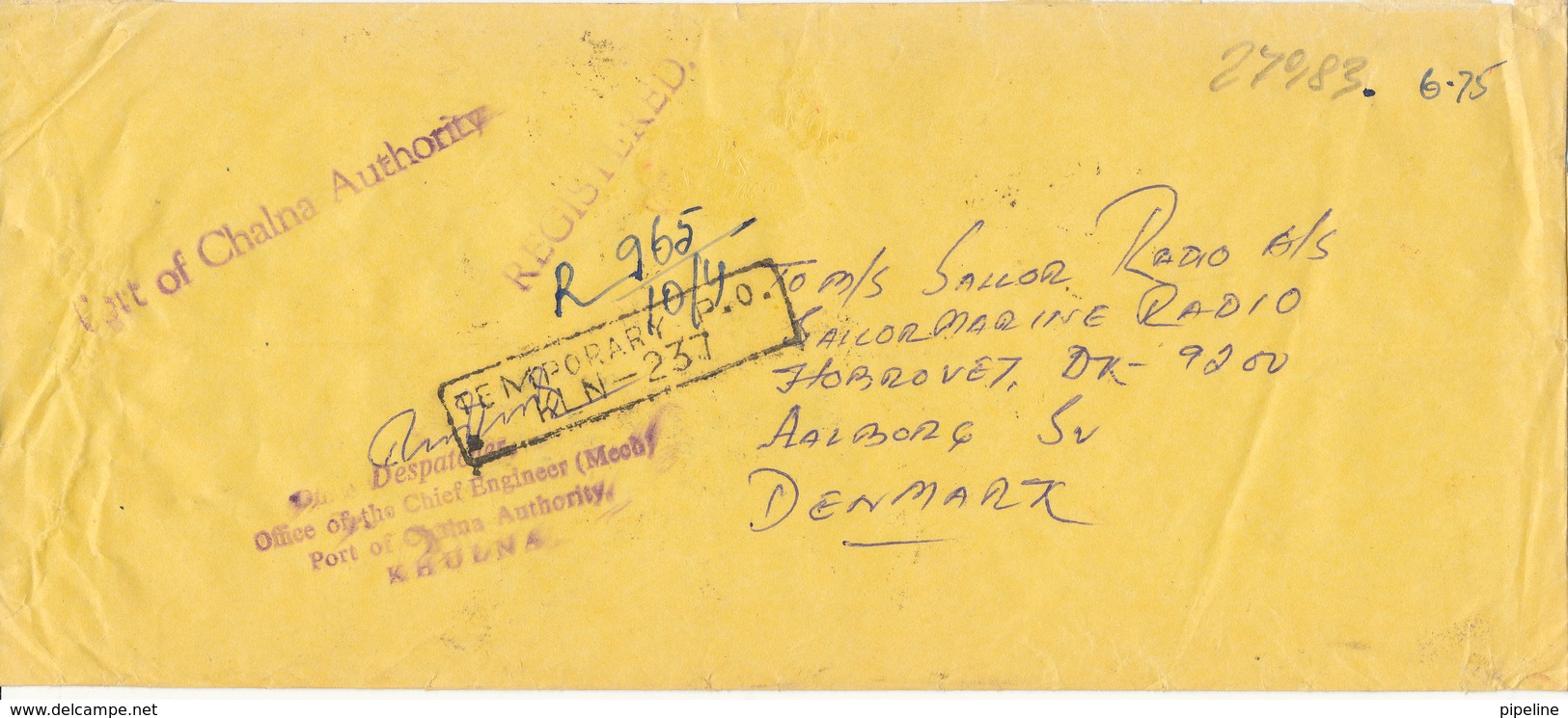 Bangladesh Registered Cover Sent To Denmark 10-4-1980 Overprinted SERVICE Topic Stamps - Bangladesh