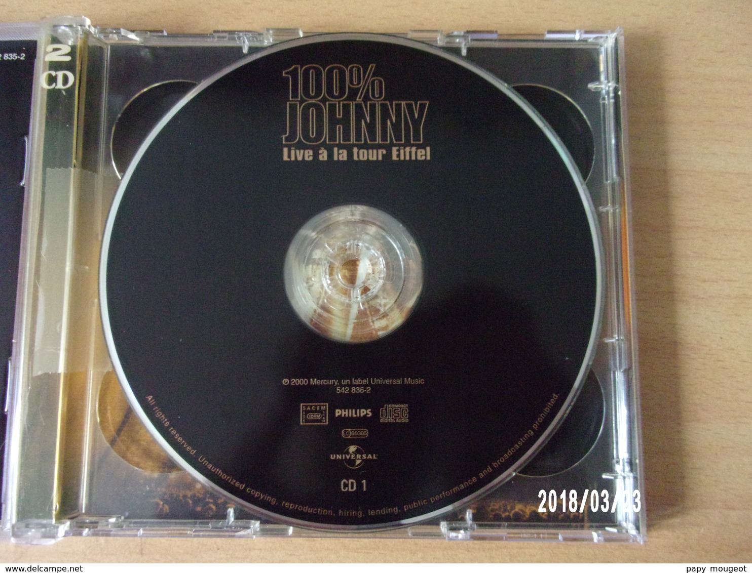 CD - Johnny Hallyday - 100%Live à La Tour Eiffel - Rock