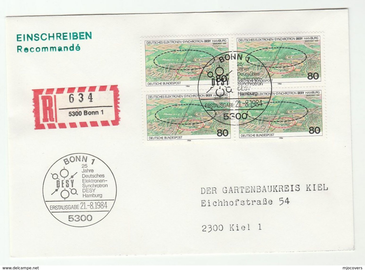 1984 Registered GERMANY  FDC DESY  Deutsches Elektronen Synchrotron  Particle Accelerator Research  Stamps Physics Cover - Physics