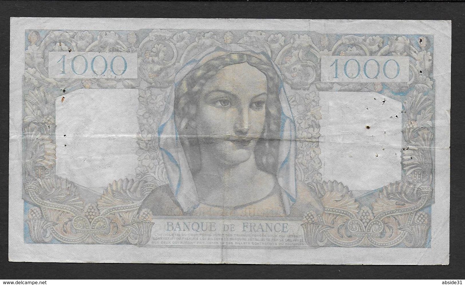 1000 Francs  " Minerve Et Hercule "  Du 3 - 10 - 1946 - 1 000 F 1945-1950 ''Minerve Et Hercule''