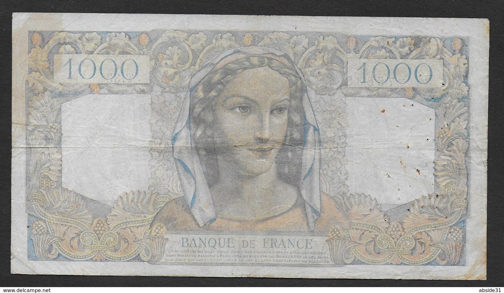 1000 Francs  " Minerve Et Hercule "  Du  31 - 5 - 1945 - 1 000 F 1945-1950 ''Minerve Et Hercule''