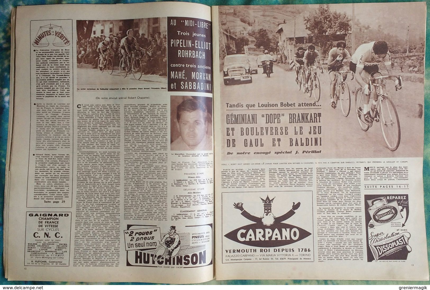 Miroir Sprint 625 26/05/1958 Cyclisme Giro Géminiani - Football coupe d'Europe Di Stefano Kopa Yougoslavie - Rygby Albi