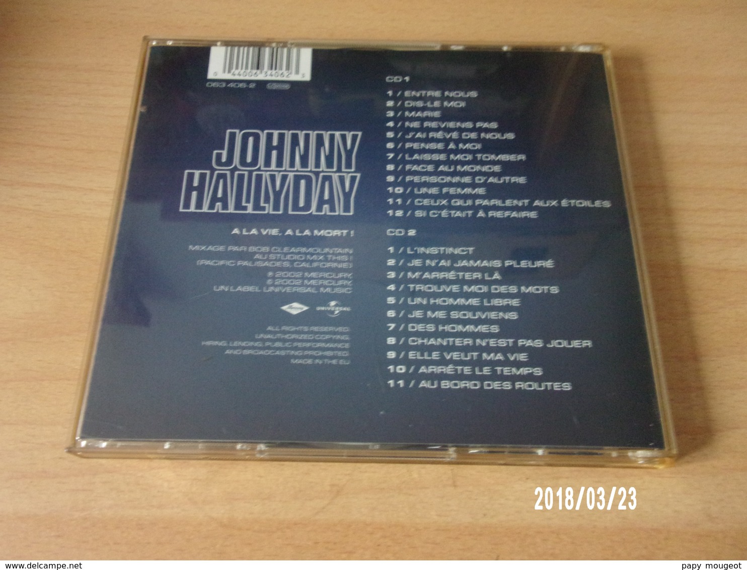 CD - Johnny Hallyday - A La Vie A La Mort - Rock