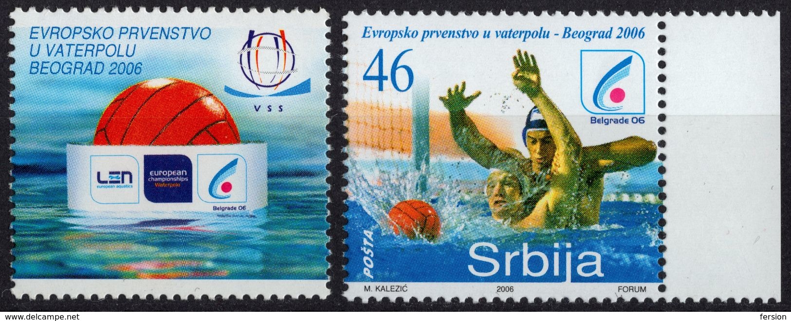 2006 - SERBIA - WATER POLO Ball  - MNH - EUROPEAN CHAMPIONSHIP -  LABEL / CINDERELLA / VIGNETTE - Water-Polo