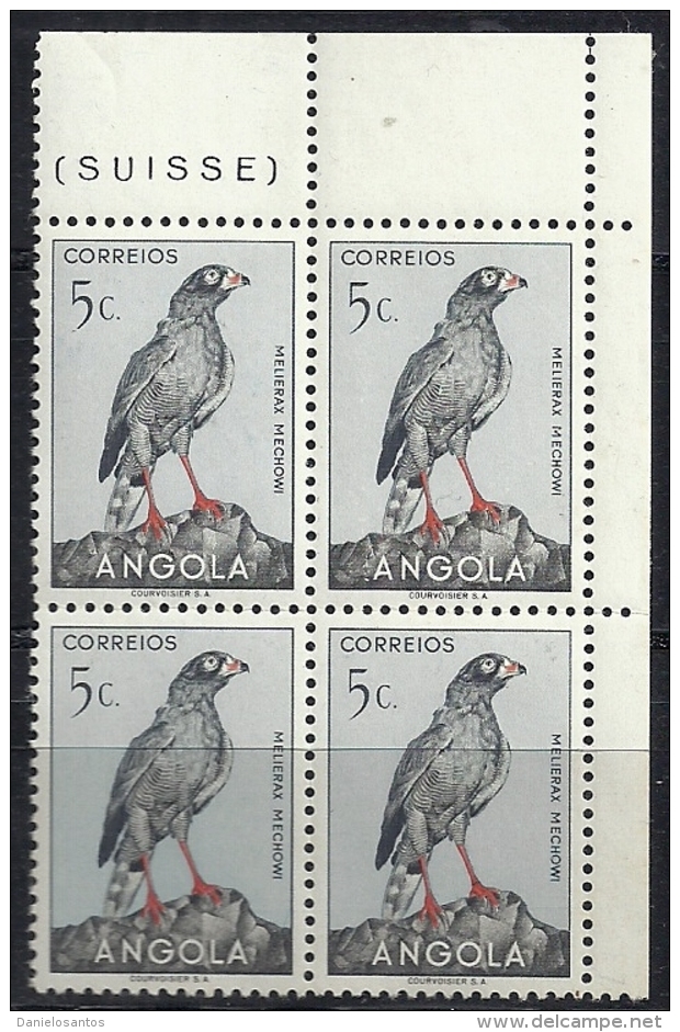 Angola 1951 Birds In Natural Colors Birds Of Prey Dark Chanting Goshawk Block Of 4 MNH - Eagles & Birds Of Prey