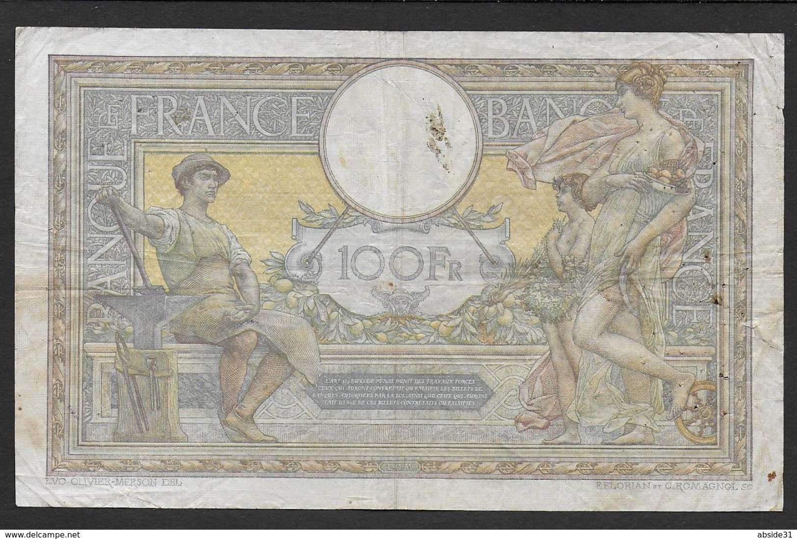 100 Francs  " L.O. Merson "  Du  16 - 3 - 1923 - 100 F 1908-1939 ''Luc Olivier Merson''